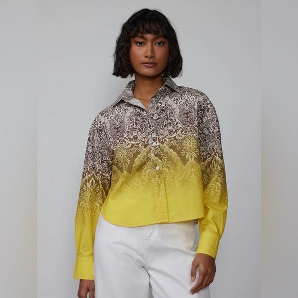 Boxy Crop Dip Dye Shirt - Picture 1 of 4